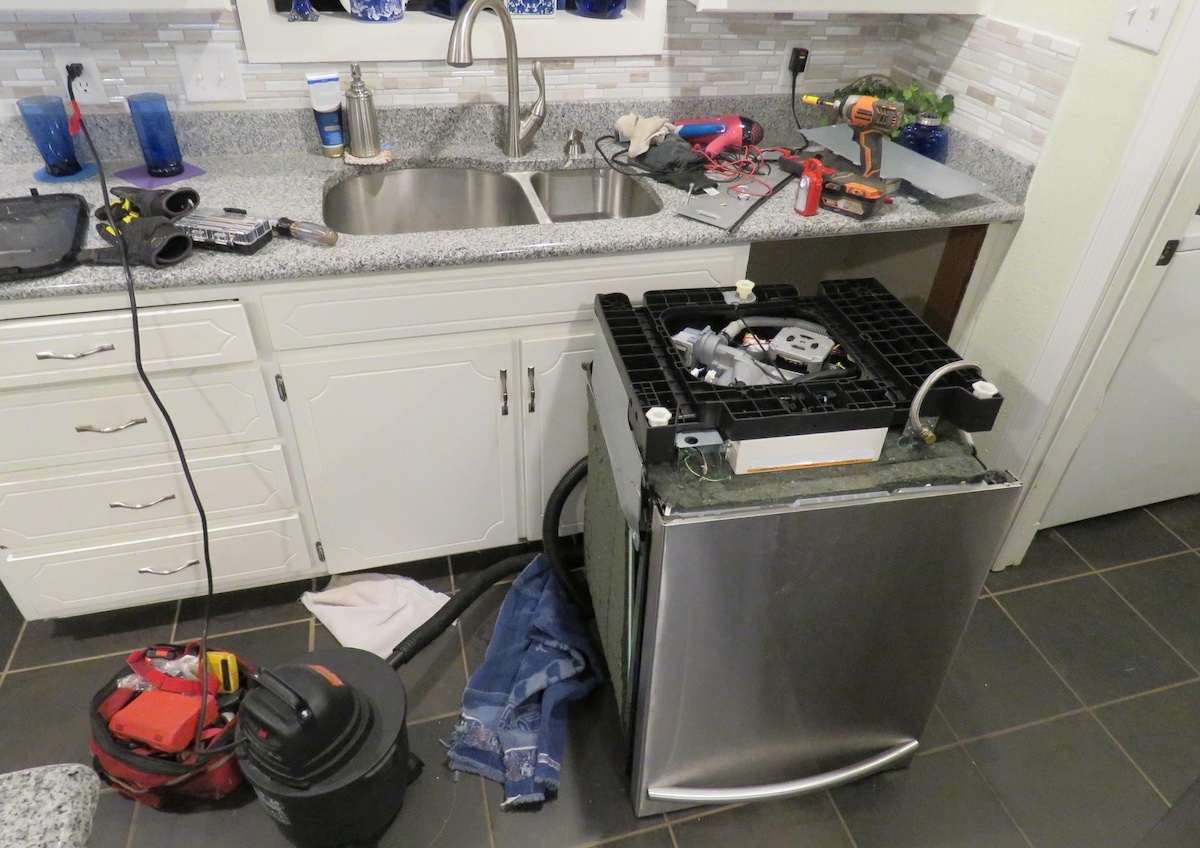 removing a dishwasher from the kitchen sink