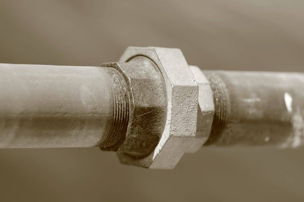 metal water pipe line, plumbing connection