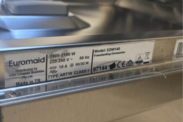 QAR Euromaid Freestanding Dishwasher Appliance Repairs